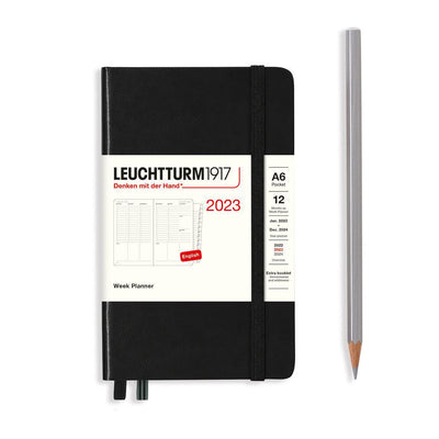 LCHT Agenda A6 Planificateur Semainier Rigide - Anglais-Agenda-Leuchtturm 1917-2023-Noir-A6-Papeterie du Dôme