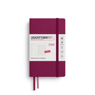 LCHT Agenda A6 Semainier & Carnet Ligné Rigide - Anglais-Agenda-Leuchtturm 1917-2026-Port red-A6-Papeterie du Dôme