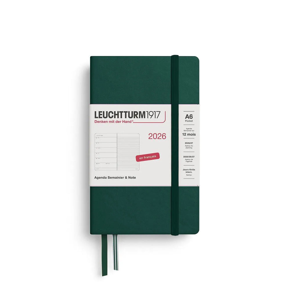 LCHT Agenda A6 Semainier & Carnet Rigide - Français-Agenda-Leuchtturm 1917-2026-Forest Green-A6-Papeterie du Dôme