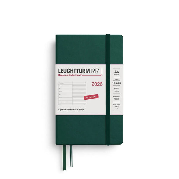 LCHT Agenda A6 Semainier & Carnet Rigide - Français-Agenda-Leuchtturm 1917-2026-Forest Green-A6-Papeterie du Dôme