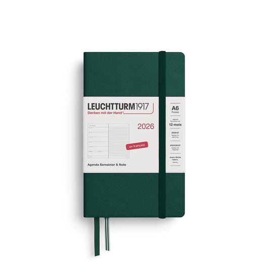 LCHT Agenda A6 Semainier & Carnet Rigide - Français-Agenda-Leuchtturm 1917-2026-Forest Green-A6-Papeterie du Dôme