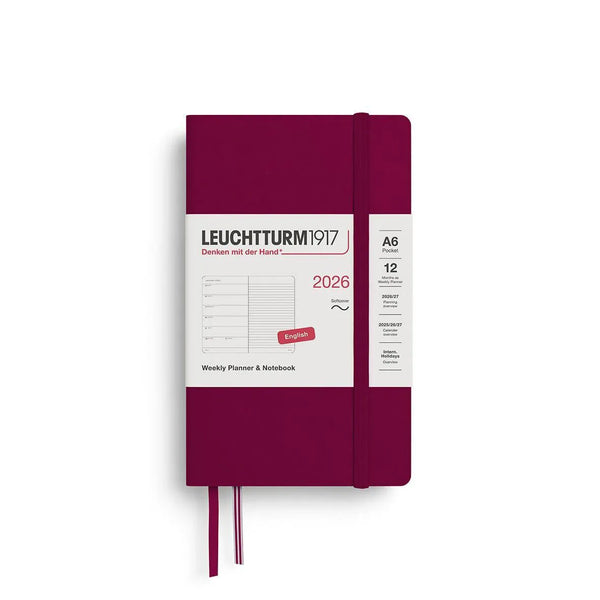 LCHT Agenda A6 Semainier & Carnet de Notes Ligné Souple - Anglais-Agenda-Leuchtturm 1917-2026-Port red-A6-Papeterie du Dôme