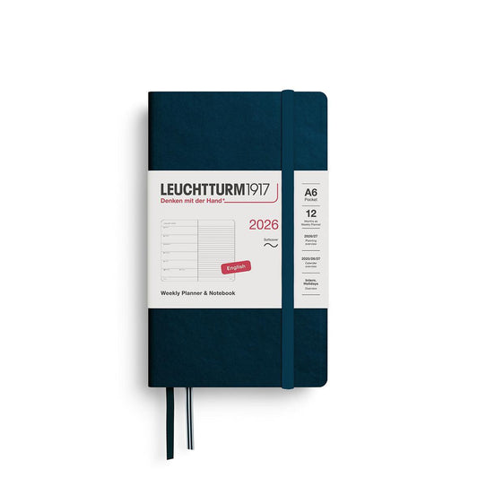 LCHT Agenda A6 Semainier & Carnet de Notes Ligné Souple - Anglais-Agenda-Leuchtturm 1917-2026-Deep sea-A6-Papeterie du Dôme