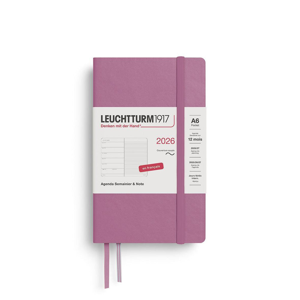 LCHT Agenda A6 Semainier & Carnet de Notes Ligné Souple - Français-Agenda-Leuchtturm 1917-2026-Dusty rose-A6-Papeterie du Dôme