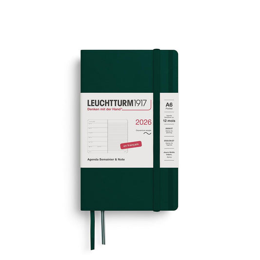 LCHT Agenda A6 Semainier & Carnet de Notes Ligné Souple - Français-Agenda-Leuchtturm 1917-2026-Forest green-A6-Papeterie du Dôme