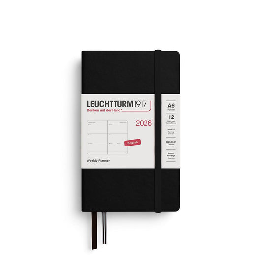 LCHT Agenda A6 Semainier Rigide - Anglais-Agenda-Leuchtturm 1917-2026-Noir-A6-Papeterie du Dôme