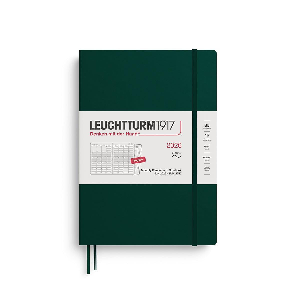 LCHT Agenda B5 Mensuel & Carnet Souple - Anglais-Agenda-Leuchtturm 1917-2026-Forest green-B5-Papeterie du Dôme