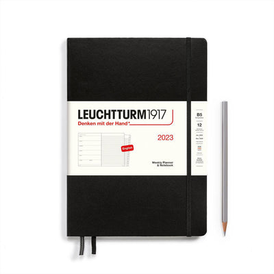 LCHT Agenda B5 Semainier & Carnet Rigide - Anglais-Agenda-Leuchtturm 1917-2023-Noir-B5-Papeterie du Dôme