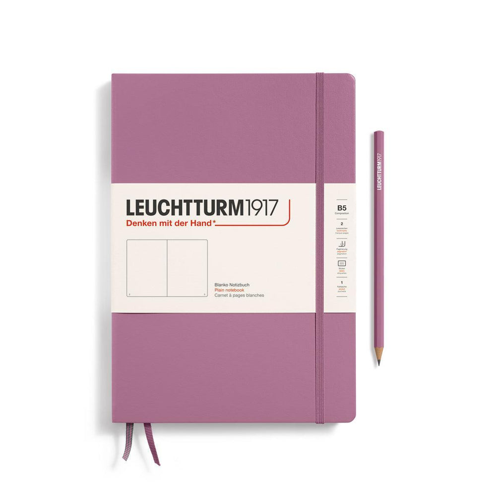 LCHT B5 Rigide-Carnet-Leuchtturm 1917-B5-Dusty Rose-Blanc-Papeterie du Dôme