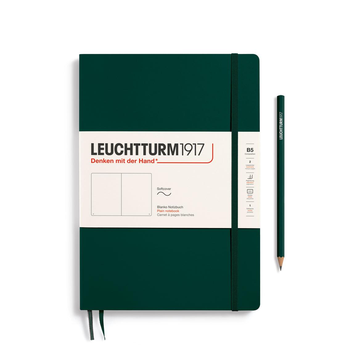 LCHT B5 Souple Blanc-Carnet-Leuchtturm 1917-Forest green-B5-Blanc-Papeterie du Dôme