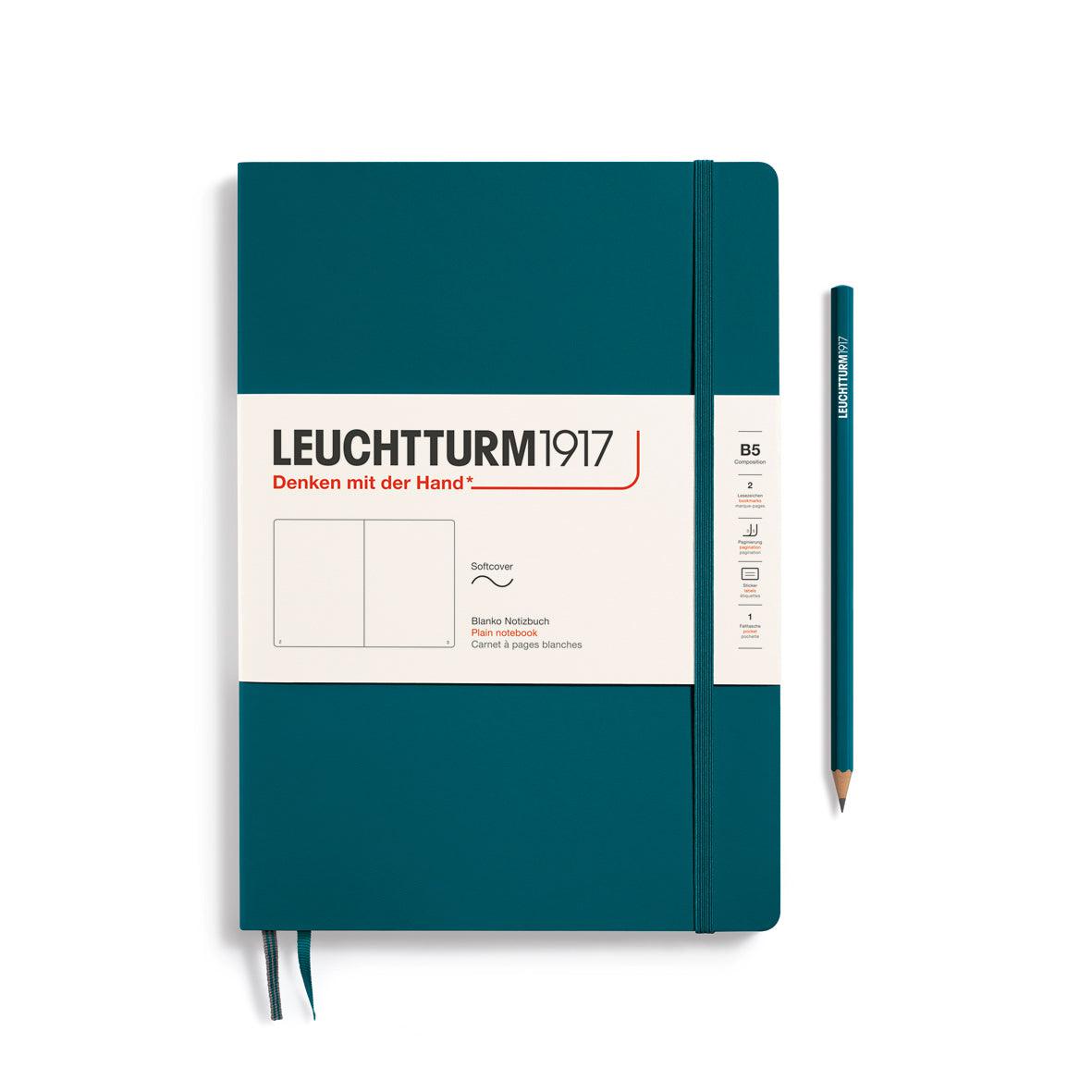 LCHT B5 Souple Blanc-Carnet-Leuchtturm 1917-Pacific Green-B5-Blanc-Papeterie du Dôme