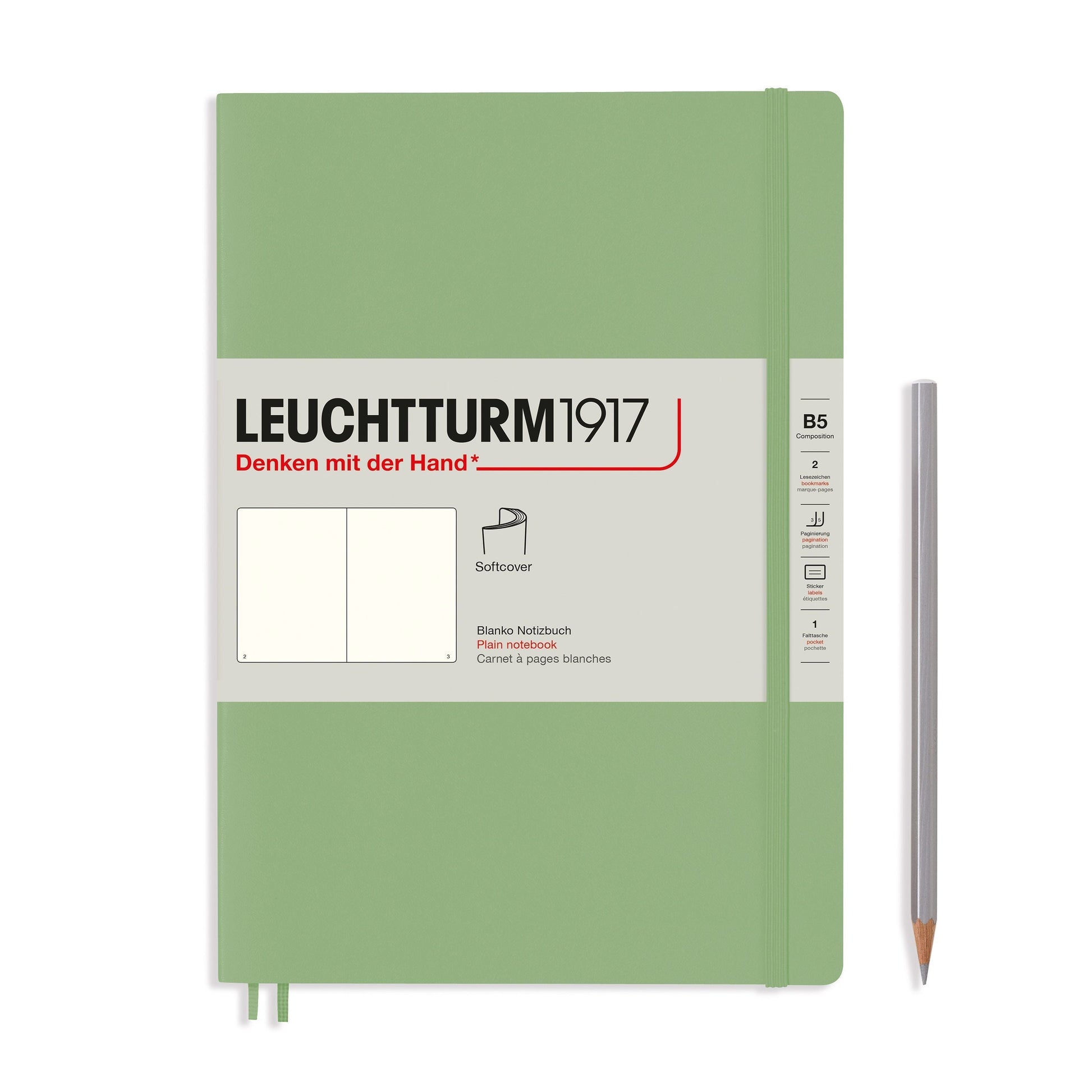 LCHT B5 Souple Blanc-Carnet-Leuchtturm 1917-Sauge-B5-Blanc-Papeterie du Dôme