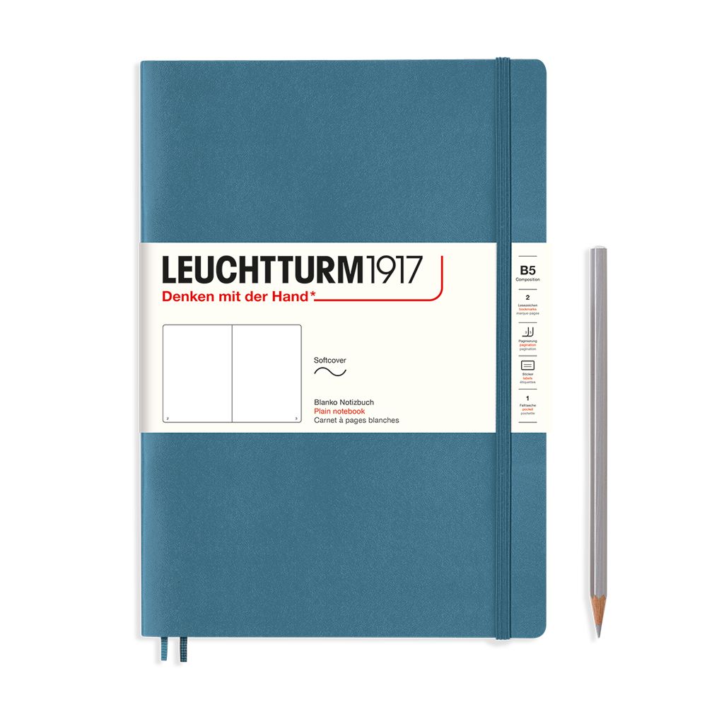 LCHT B5 Souple Blanc-Carnet-Leuchtturm 1917-Stone blue-B5-Blanc-Papeterie du Dôme