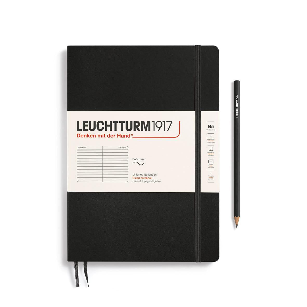 LCHT B5 Souple Ligné-Carnet-Leuchtturm 1917-B5-Ligné-Noir-Papeterie du Dôme