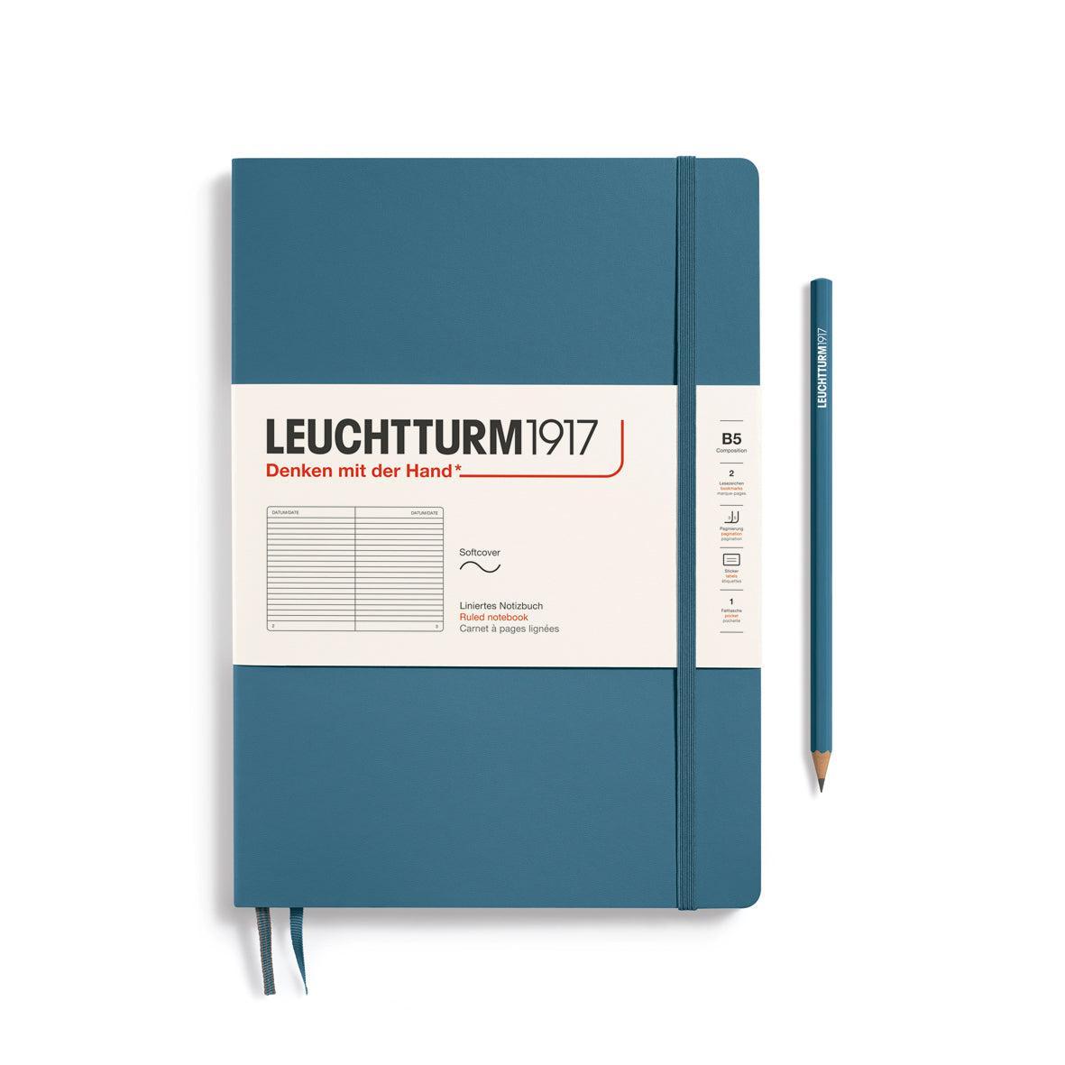 LCHT B5 Souple Ligné-Carnet-Leuchtturm 1917-B5-Ligné-Stone blue-Papeterie du Dôme