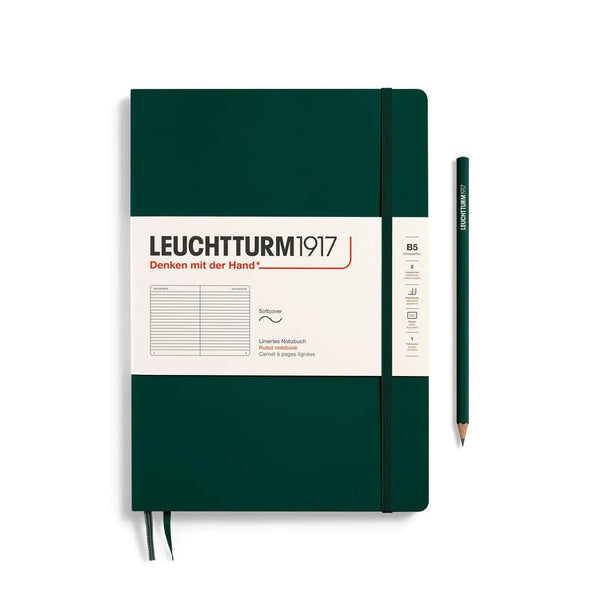LCHT B5 Souple Ligné-Carnet-Leuchtturm 1917-B5-Ligné-Forest green-Papeterie du Dôme