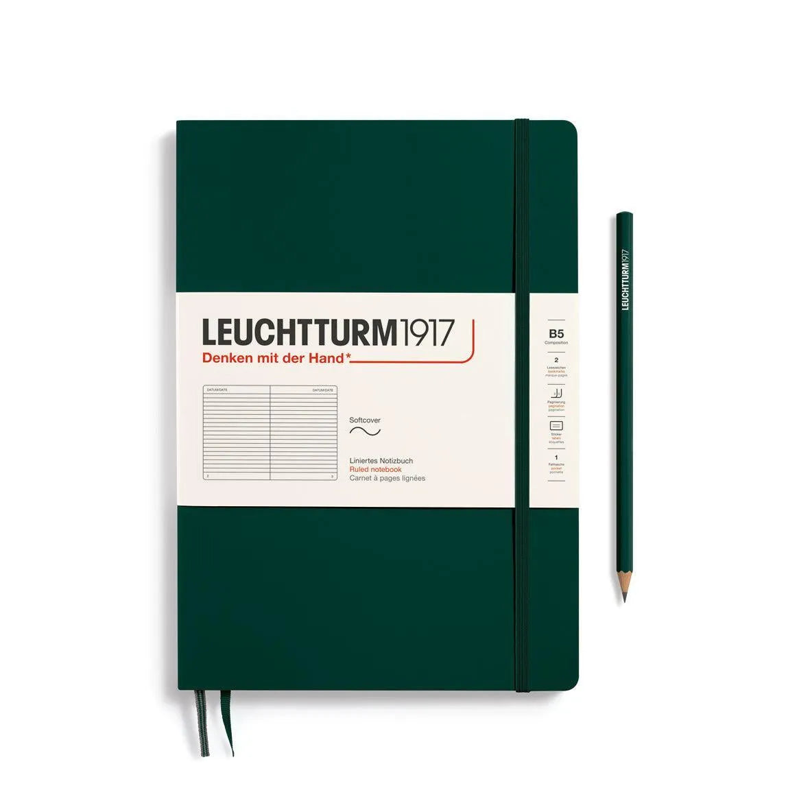 LCHT B5 Souple Ligné-Carnet-Leuchtturm 1917-B5-Ligné-Forest green-Papeterie du Dôme