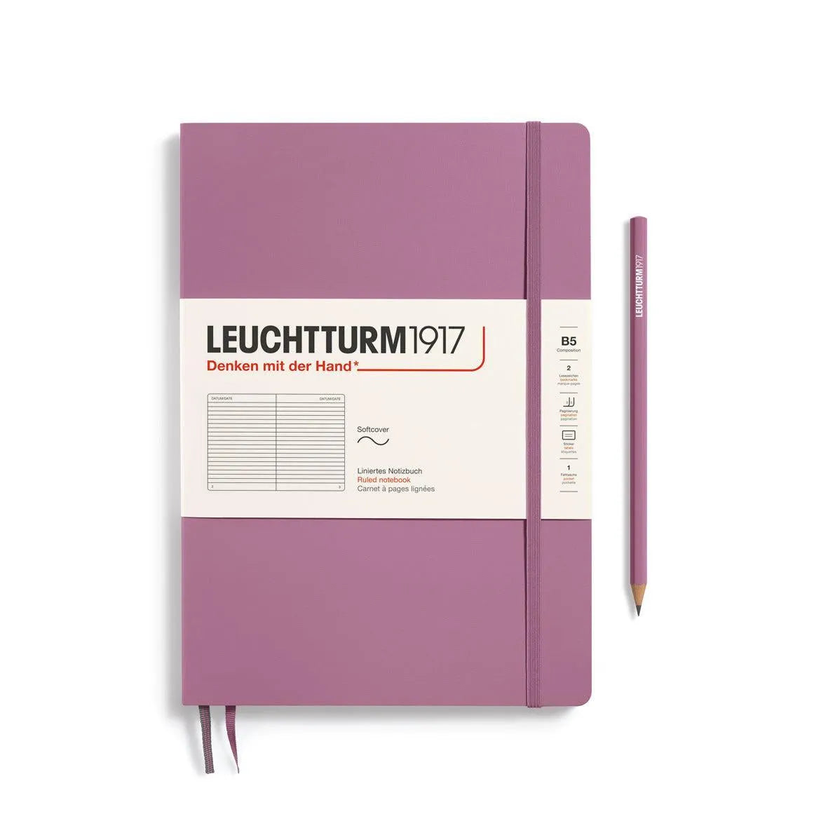 LCHT B5 Souple Ligné-Carnet-Leuchtturm 1917-B5-Ligné-Dusty Rose-Papeterie du Dôme