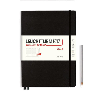 LCHT Carnet A4+ Master Agenda Planificateur Semainier Rigide - Anglais-Agenda-Leuchtturm 1917-2023-Noir-A4+-Papeterie du Dôme