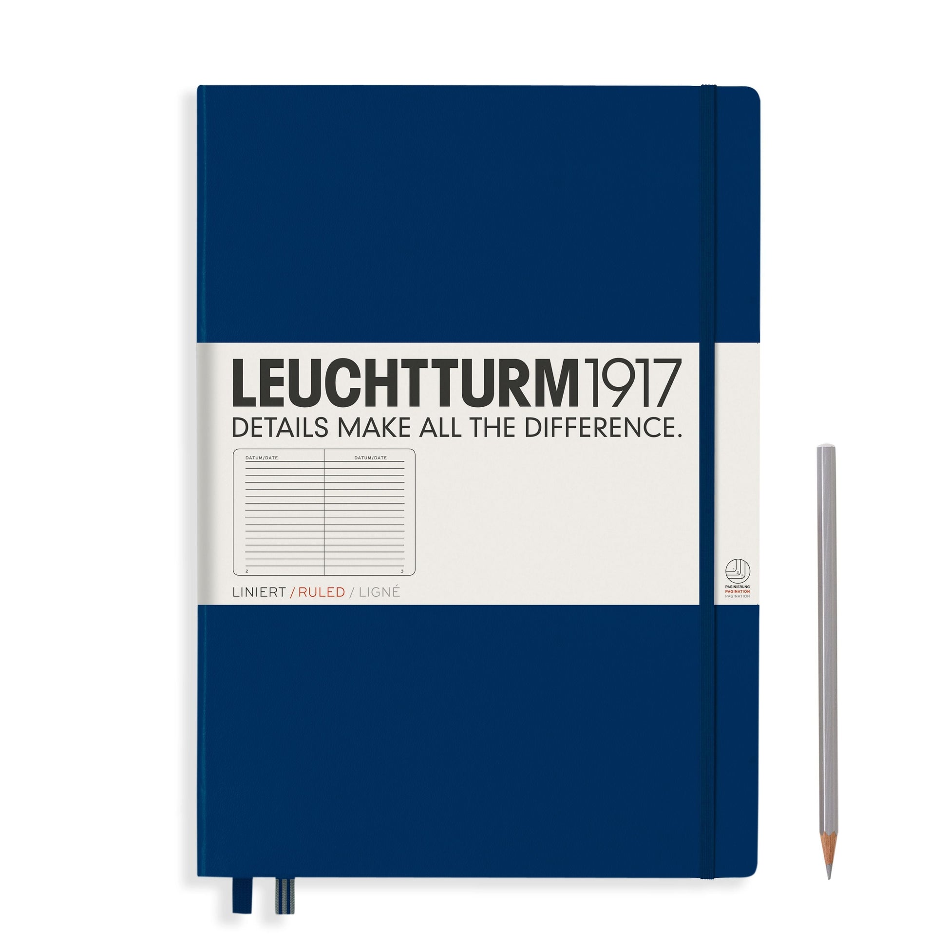 LCHT Carnet A4+ Master Rigide Ligné-Carnet-Leuchtturm 1917-Marine-A4+-Ligné-Papeterie du Dôme