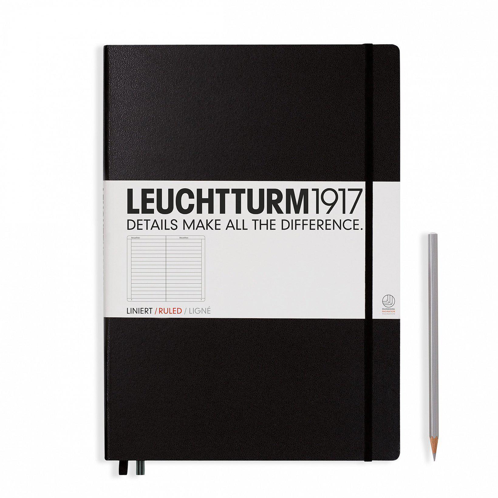 LCHT Carnet A4+ Master Rigide Ligné-Carnet-Leuchtturm 1917-Noir-A4+-Ligné-Papeterie du Dôme