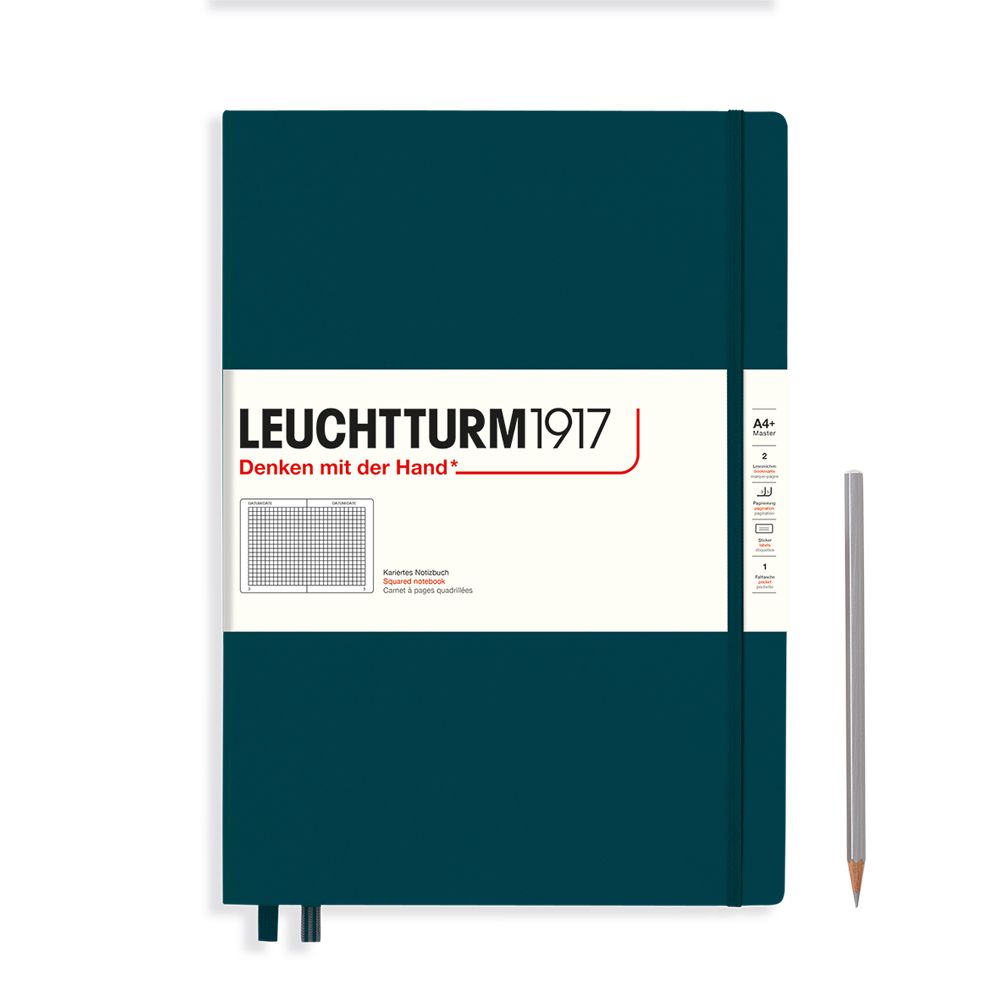 LCHT Carnet A4+ Master Rigide Quadrillé-Carnet-Leuchtturm 1917-Pacific Green-A4+-Quadrillé-Papeterie du Dôme