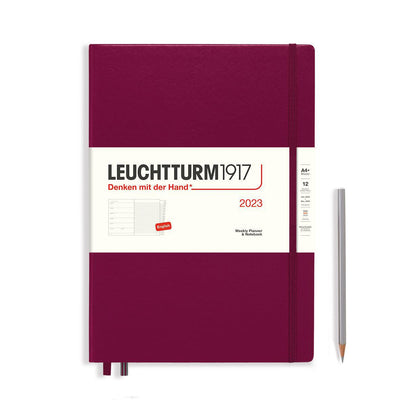 LCHT Carnet A4+ Master Semainier & Carnet de notes Rigide - Anglais-Agenda-Leuchtturm 1917-2023-Port Red-A4+-Papeterie du Dôme