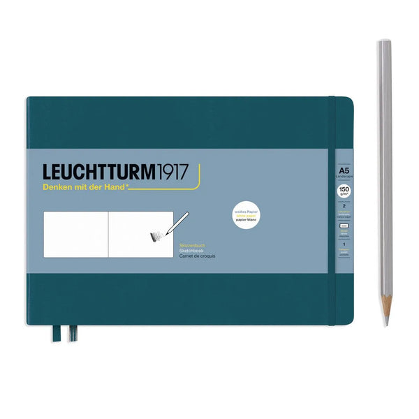 LCHT Carnet A5 Paysage Carnet de Croquis-Carnet-Leuchtturm 1917-Pacific Green-A5-Blanc-Papeterie du Dôme