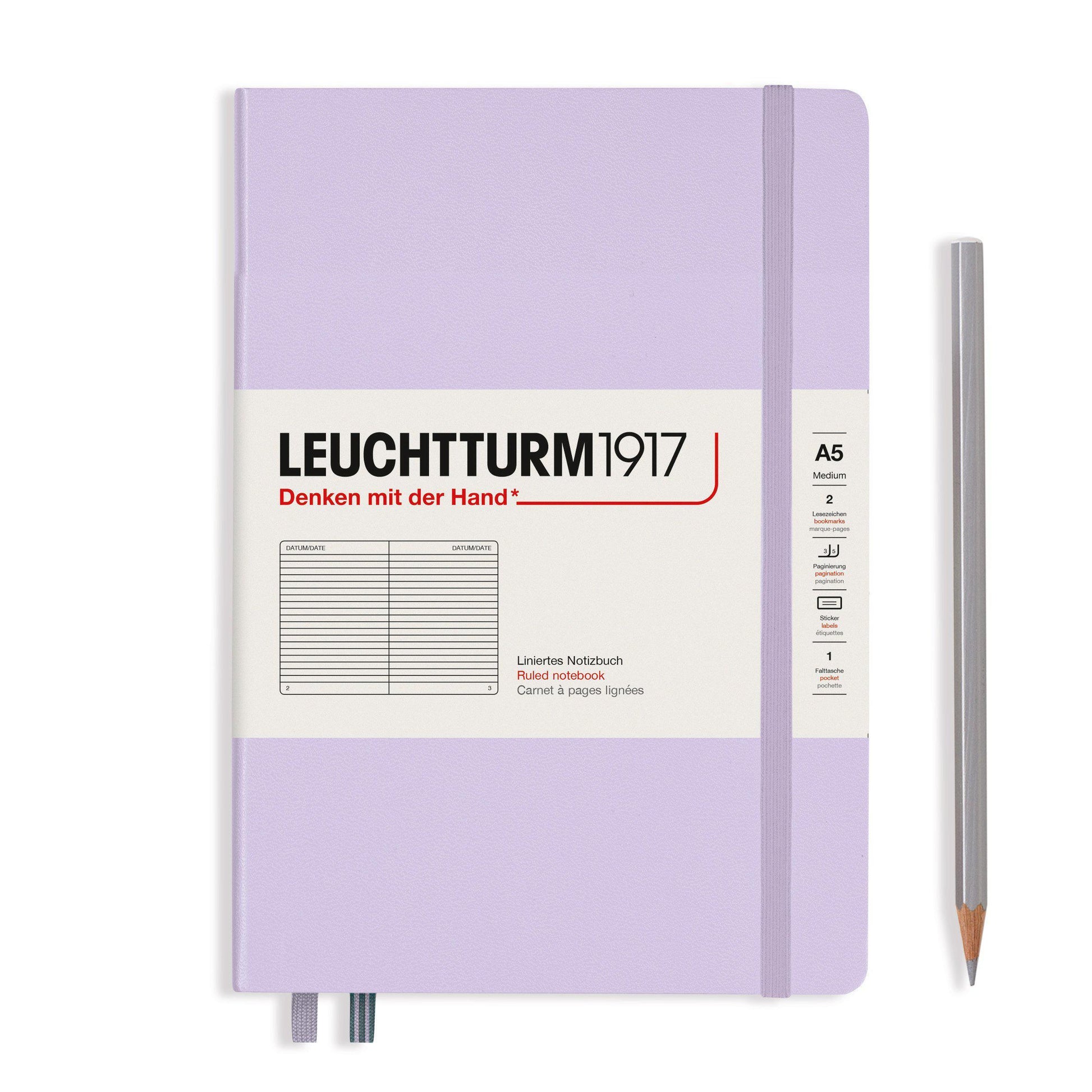 LCHT Carnet A5 Rigide Ligné-Carnet-Leuchtturm 1917-Lilas-A5-Ligné-Papeterie du Dôme