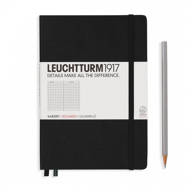 LCHT Carnet A5 Rigide Quadrillé-Carnet-Leuchtturm 1917-Noir-A5-Quadrillé-Papeterie du Dôme