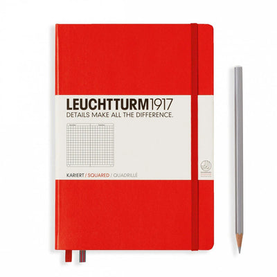 LCHT Carnet A5 Rigide Quadrillé-Carnet-Leuchtturm 1917-Rouge-A5-Quadrillé-Papeterie du Dôme