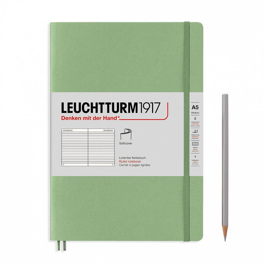 LCHT Carnet A5 Souple Ligné-Carnet-Leuchtturm 1917-Sauge-A5-Ligné-Papeterie du Dôme