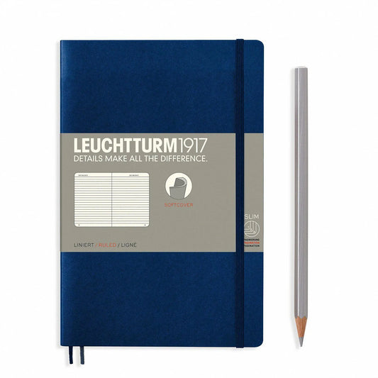 LCHT Carnet B6+ Paperback Souple Ligné-Carnet-Leuchtturm 1917-Bleu Marine-B6+-Ligné-Papeterie du Dôme