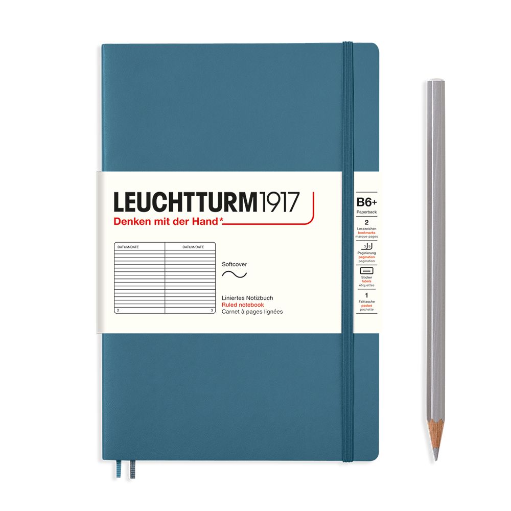 LCHT Carnet B6+ Paperback Souple Ligné-Carnet-Leuchtturm 1917-Stone Blue-B6+-Ligné-Papeterie du Dôme