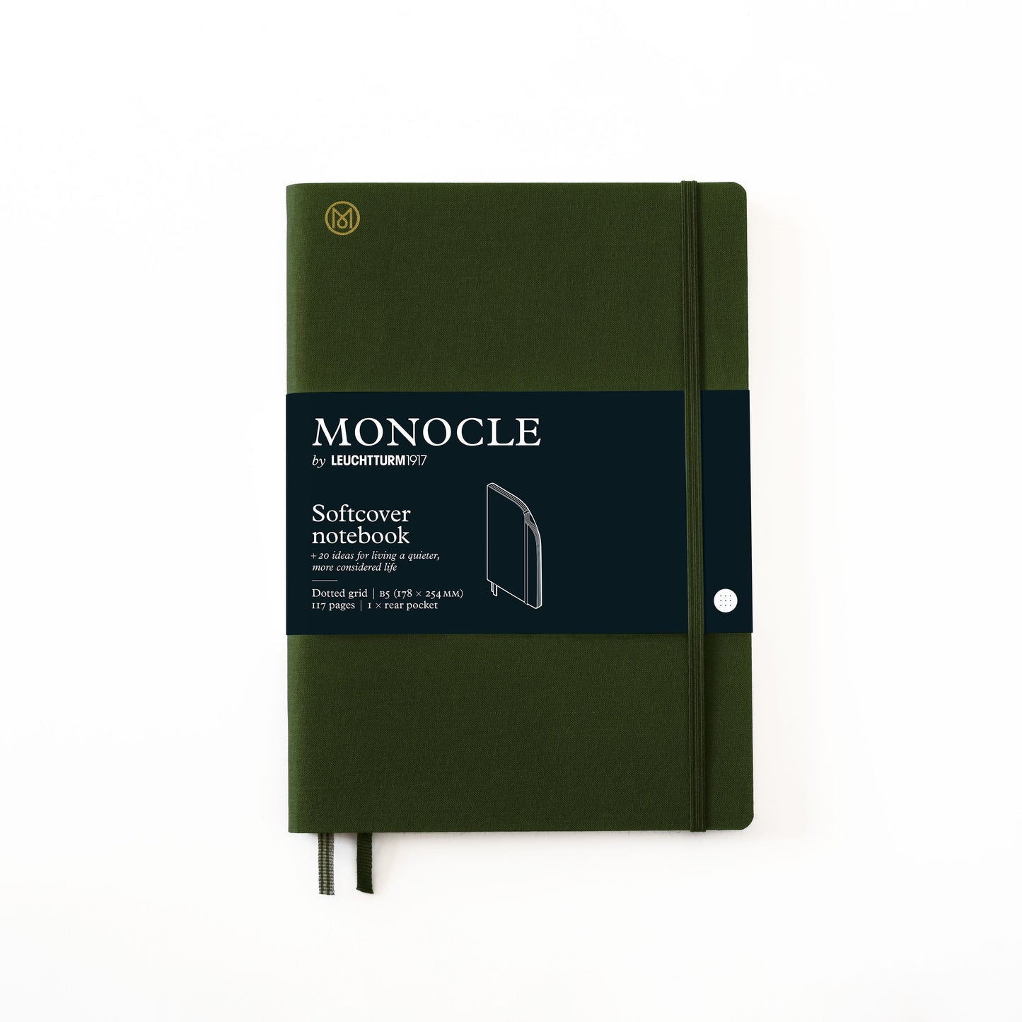 LCHT Carnet Monocle Couverture Soupleh-Carnet-Leuchtturm 1917-B5-Dots-Olive-Papeterie du Dôme