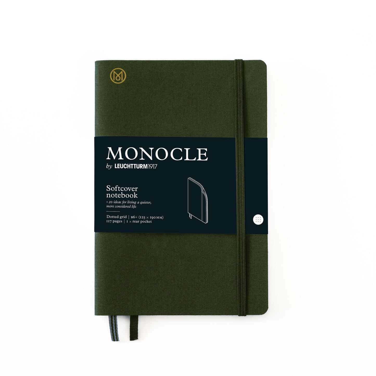 LCHT Carnet Monocle Couverture Soupleh-Carnet-Leuchtturm 1917-B6+-Dots-Olive-Papeterie du Dôme