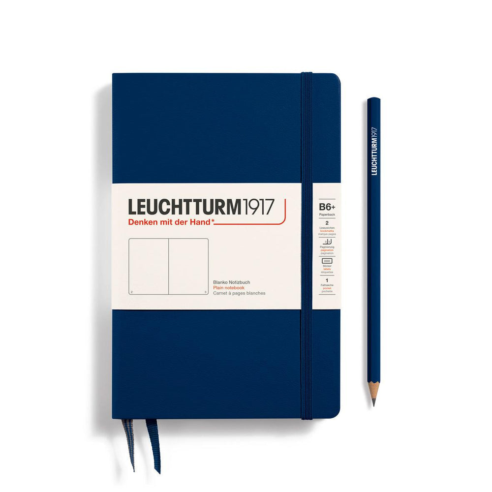 LCHT Paperback B6+ Rigide-Carnet-Leuchtturm 1917-B6+-Bleu marine-Blanc-Papeterie du Dôme