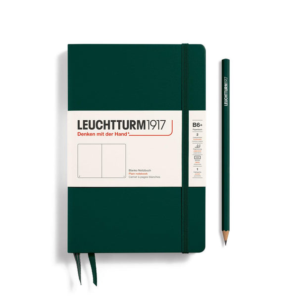 LCHT Paperback B6+ Rigide-Carnet-Leuchtturm 1917-B6+-Forest Green-Blanc-Papeterie du Dôme