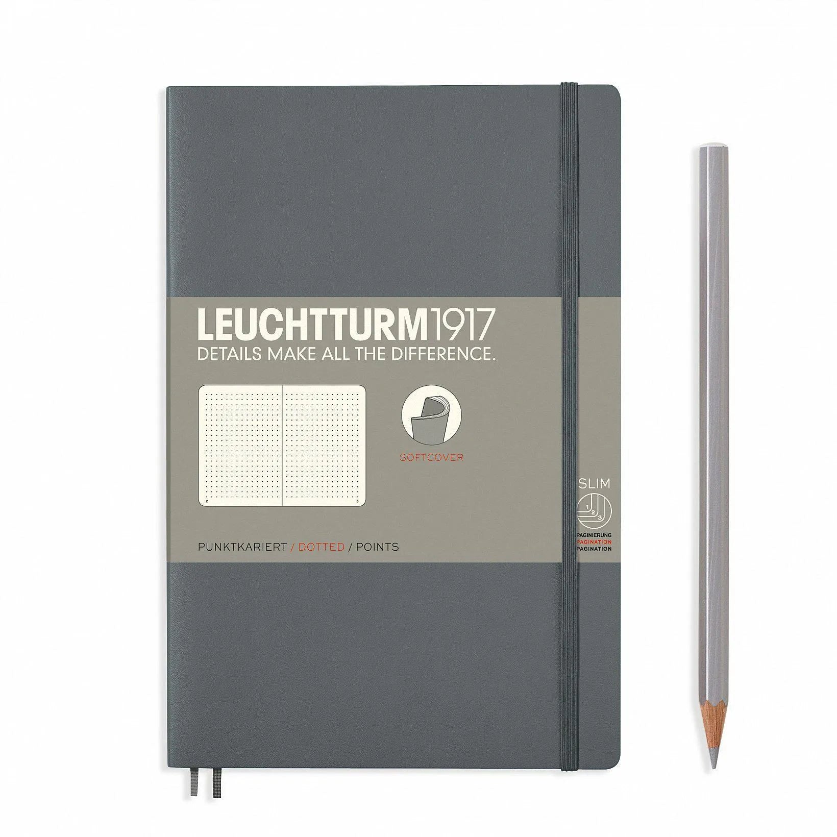 LCHT Paperback B6+ Souple Dots-Carnet-Leuchtturm 1917-Anthracite-B6+-Dots-Papeterie du Dôme