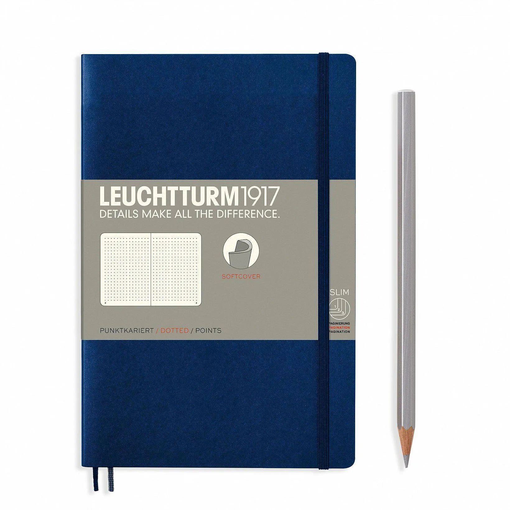 LCHT Paperback B6+ Souple Dots-Carnet-Leuchtturm 1917-Bleu Marine-B6+-Dots-Papeterie du Dôme