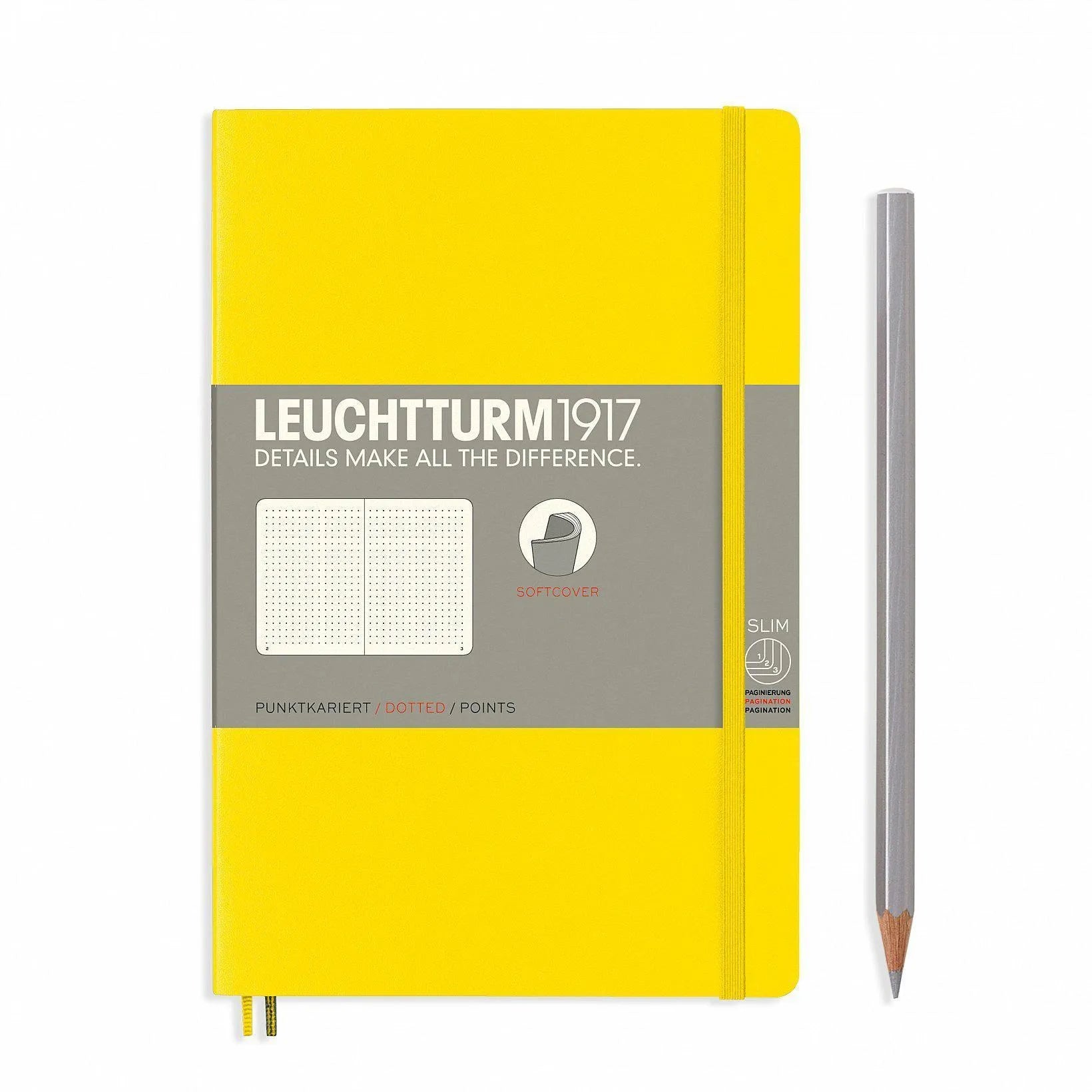 LCHT Paperback B6+ Souple Dots-Carnet-Leuchtturm 1917-Citron-B6+-Dots-Papeterie du Dôme