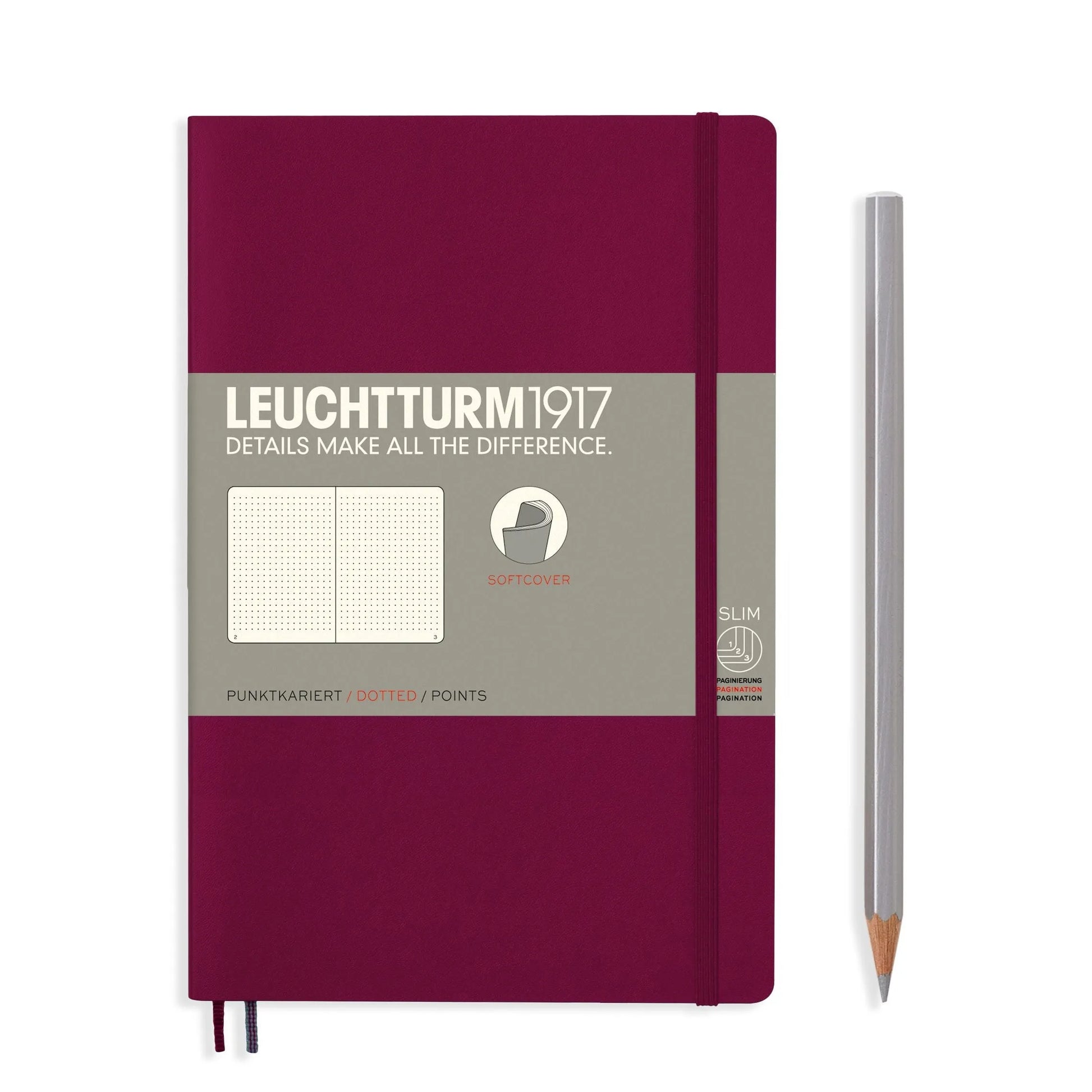 LCHT Paperback B6+ Souple Dots-Carnet-Leuchtturm 1917-Port Red-B6+-Dots-Papeterie du Dôme