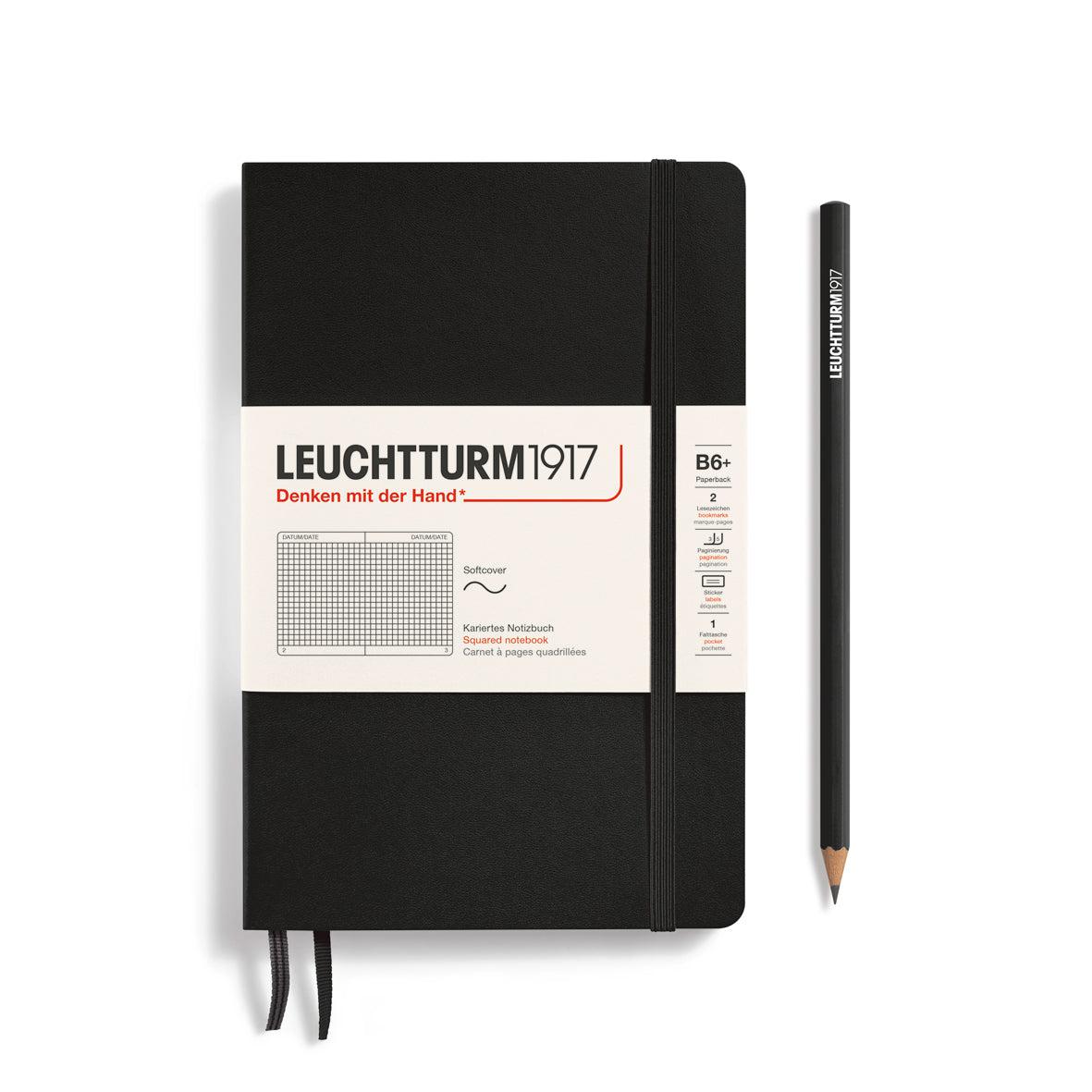 LCHT Paperback B6+ Souple Quadrillé-Carnet-Leuchtturm 1917-Noir-B6+-Quadrillé-Papeterie du Dôme