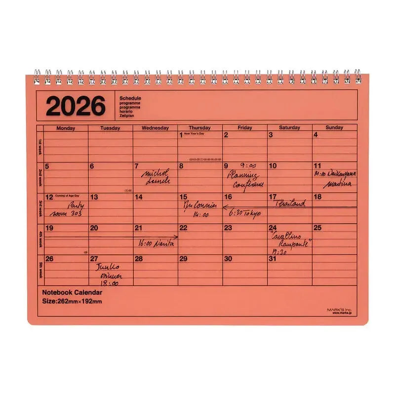 MARK'S Notebook Calendar-Calendrier-Mark's-2026-Medium-Orange-Papeterie du Dôme