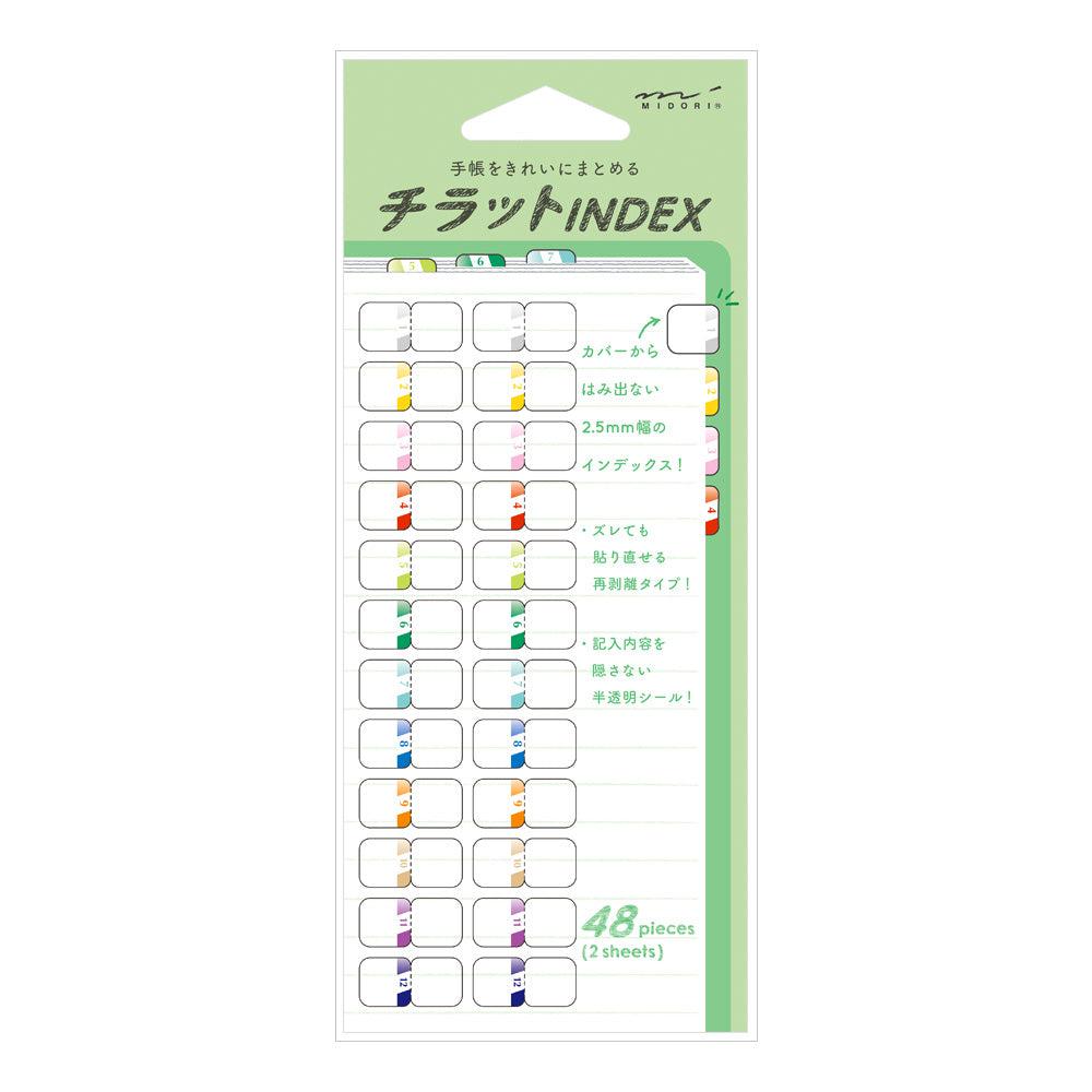 MDR Index Chiffres-Sticker-Midori-Multicolor-Papeterie du Dôme