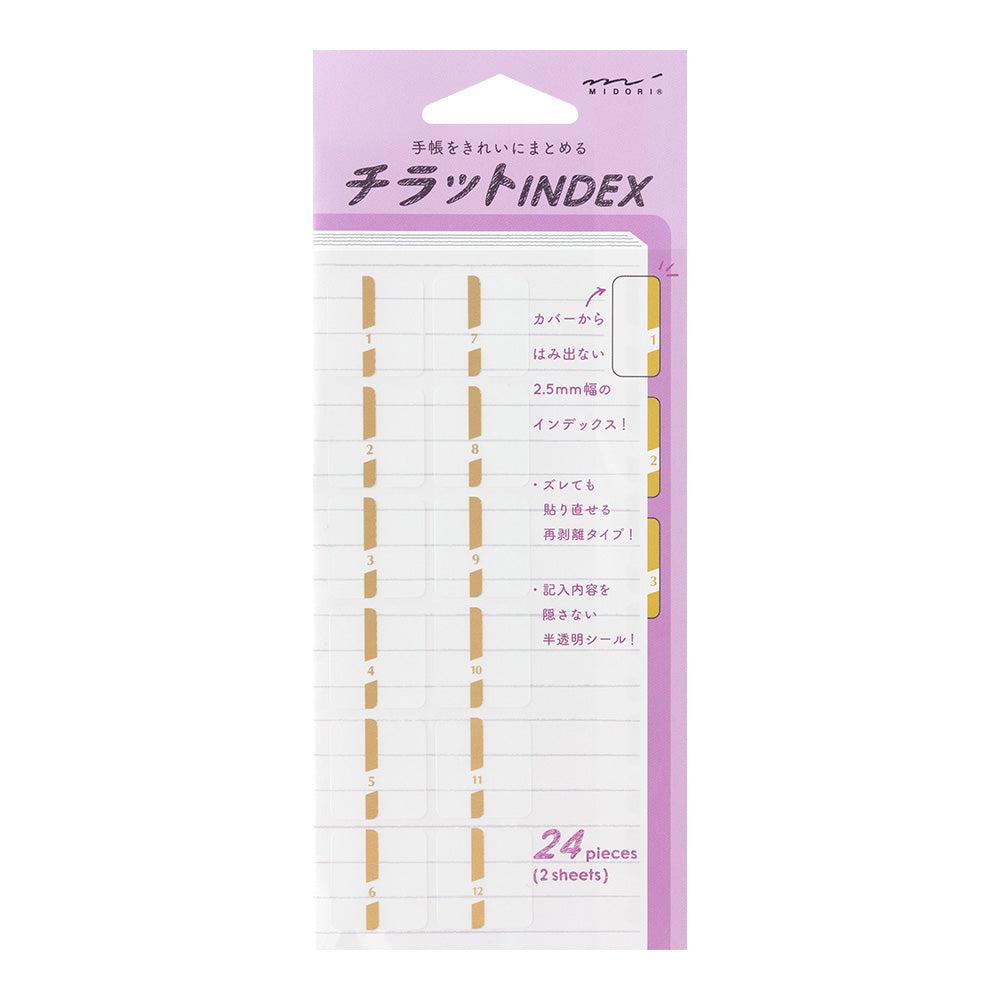 MDR Index Chiffres-Sticker-Midori-Or-Papeterie du Dôme