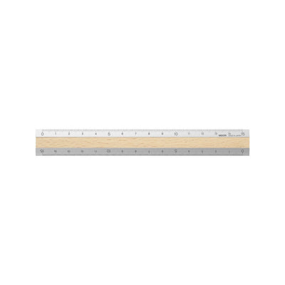 MDR Règle Aluminium et bois 15 cm-Règle-Midori-Bois clair-Papeterie du Dôme