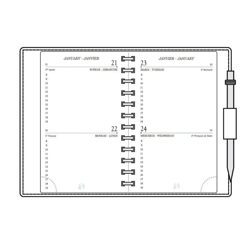 MGN Recharge Agenda AG12R 2Jours/Page Reliure à Glissière avec Répertoire Mignon-Recharge Agenda-Mignon-Papeterie du Dôme