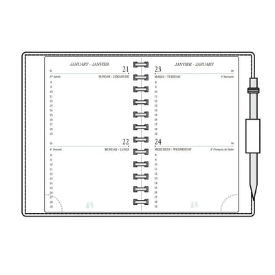 MGN Recharge Agenda AG12R 2Jours/Page Reliure à Glissière avec Répertoire-Recharge Agenda-Mignon-Papeterie du Dôme