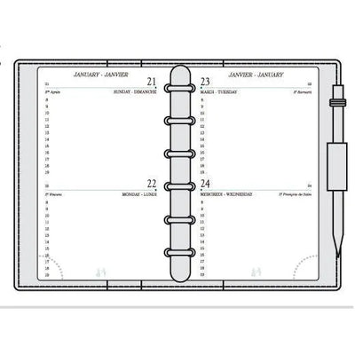 MGN Recharge Agenda AK12R 2Jours/Page Perforée avec Répertoire Mignon-Recharge Agenda-Mignon-Papeterie du Dôme